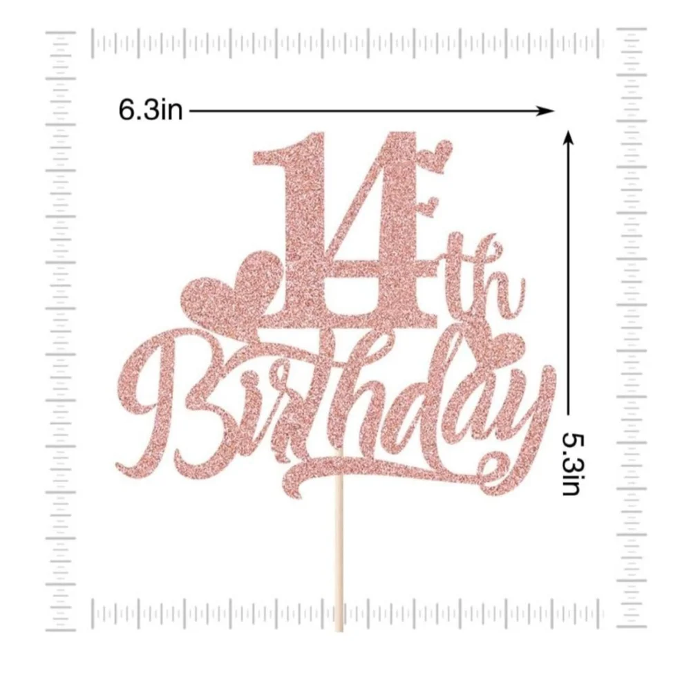 Rose‎ Gold 14th Birthday Cake Topper